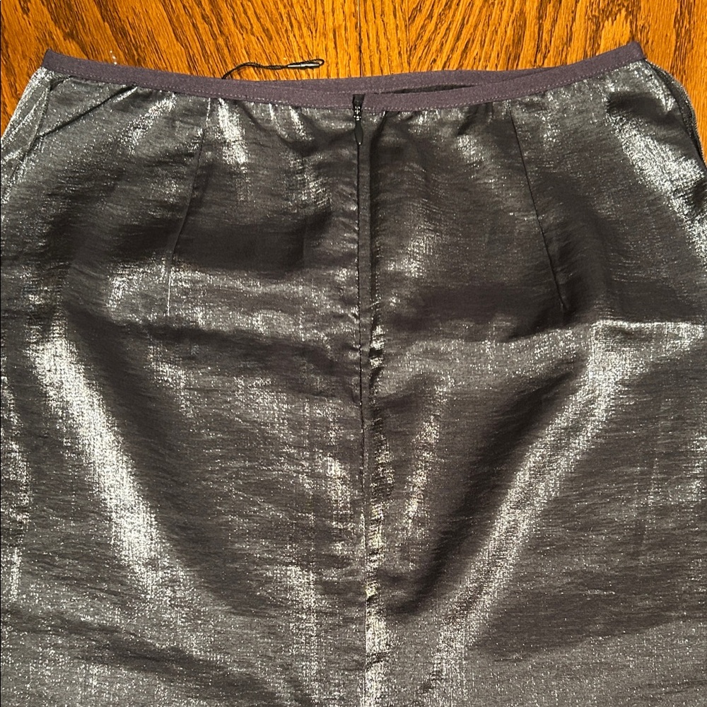 NWOT Zara Shimmering Metallic Silver Midi Skirt. Size XS - Picture 7 of 12